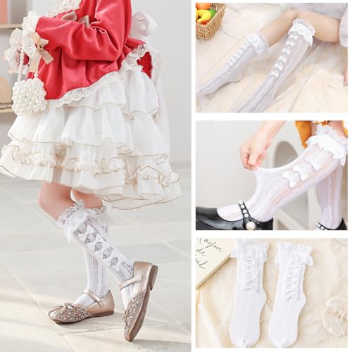 PALAY® Lace Topped Calf-Length Socks for Girls Lolita Fashion Kawaii Bow Summer Breathable Trim Stockings for Jane Shoes Dress Uniform 3 PCS PALAY® Lace Topped Calf-Length Socks for Girls Lolita Fashion Kawaii Bow Summer Breathable Trim Stockings for Jane Shoes Dress Uniform 3 PCS